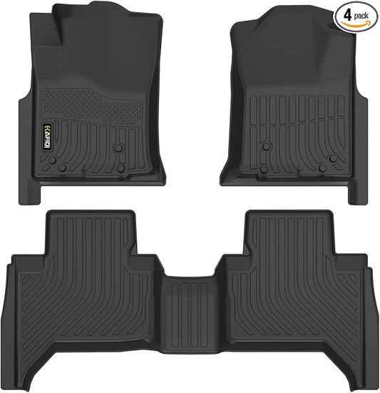 HAFIDI® Floor Mats Fit for 2005-2015 Toyota Tacoma Double Cab (Full Coverage) All Weather Protection TPE Car Floor Liners, Fits 1st & 2nd Row Full Set Custom Accessories, Black