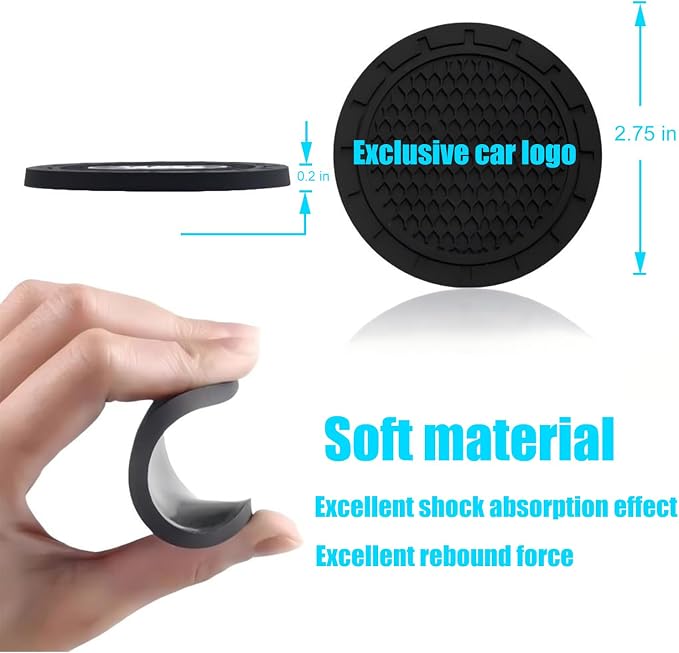 Car Cup Holder Coasters Compatible with Acura Series Interior Accessories,Recessed Silicone Anti Slip Cup Holder Coaster Interior Accessories 2.75in 2Pack (Black)