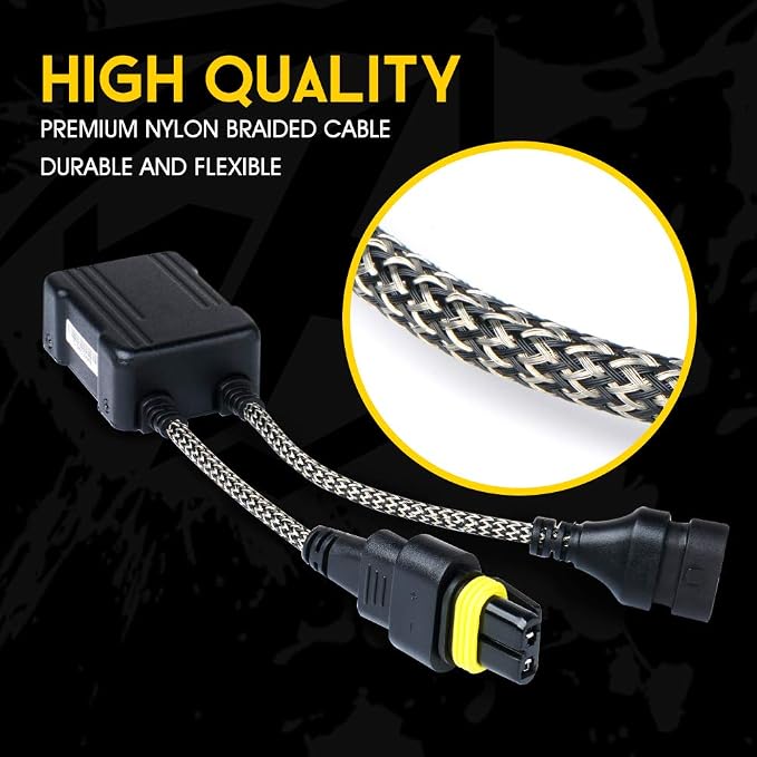 9005 LED Canbus Decoder Anti Flicker Error Free Harness for Headlight Bulb | Premium Nylon Braided Cable, Heat-Resistant, Plug N Play, Pack of 2