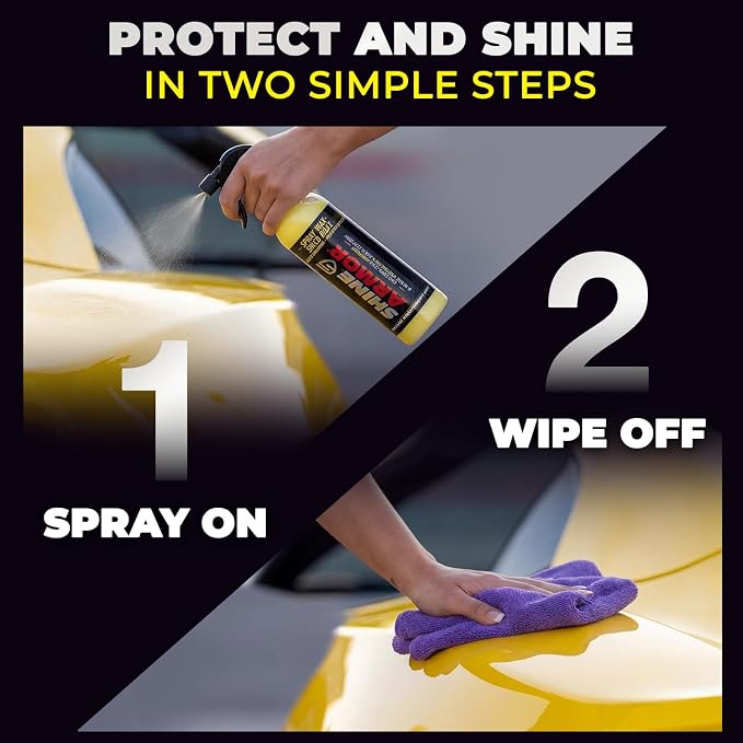 SHINE ARMOR Carnauba Car Wax - Made in USA Brazilian Liquid Spray Wax for Instant Gloss & Up to 8 Weeks Protection, UV Defense, Car Wax Polish for Cars, Trucks, SUVs & RVs - 16 fl oz