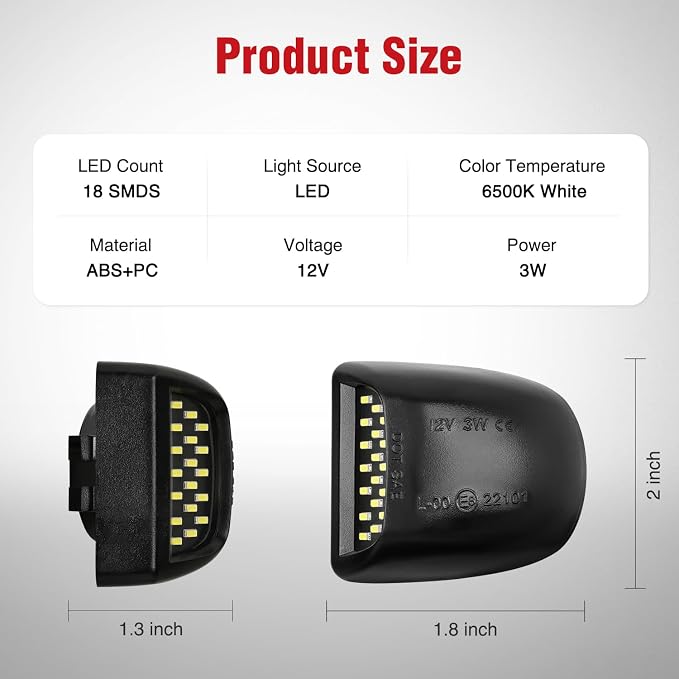 Nilight License Plate Lights Compatible with 1999-2001 2002 2003 2004 2005 2006 2007 2008 2009 2010 2011 2012 2013 Chevy Silverado 1500 2500 3500 GMC Sierra Black housing 6000K White 2PCS Pack
