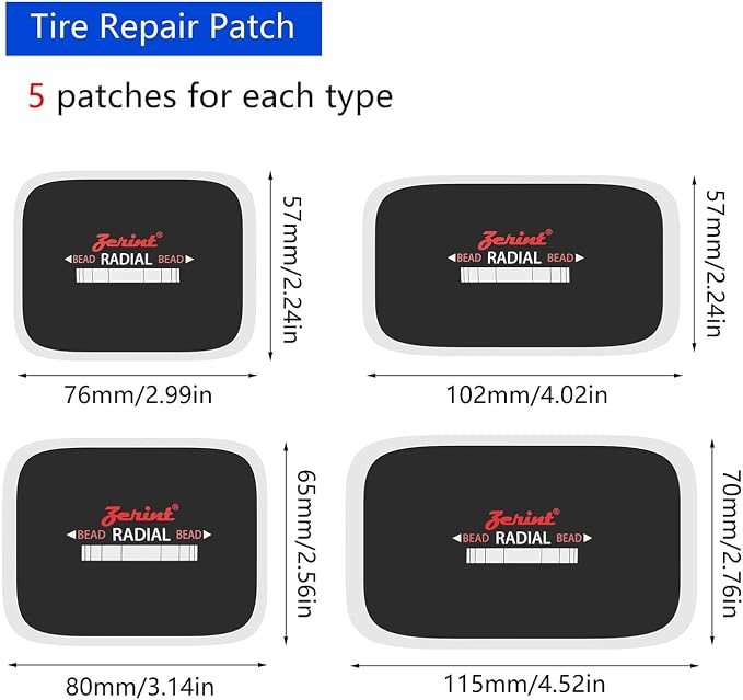 TP-M86 American Style Radial Repair Patch and Heavy Duty Bias Ply Repair Patch Unit, Multi Size Tire Repair Patchs,Tire Patches Kit 30 Pcs