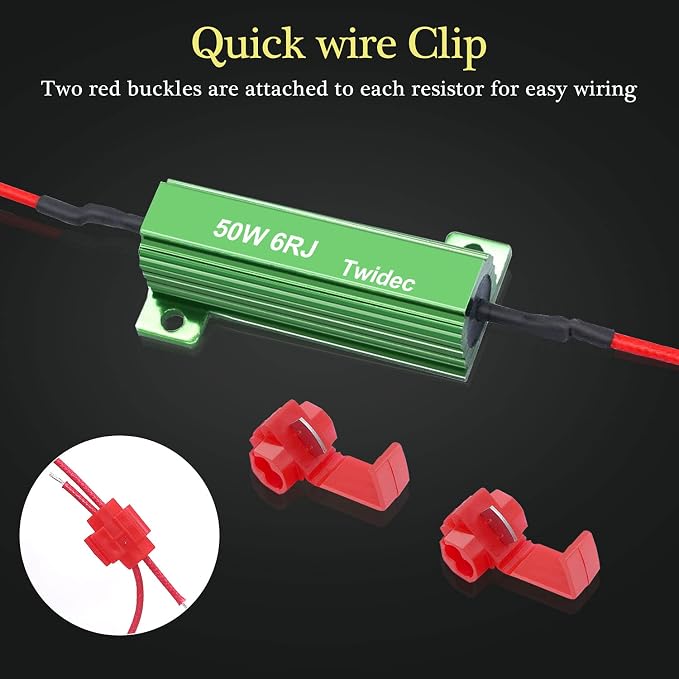Twidec/8Pcs 50W 6Ohm LED Load Resistors For Fix LED Hyper Flash Turn Signal Light Bulb Fast Blink Error Code RX24-50W6-8X