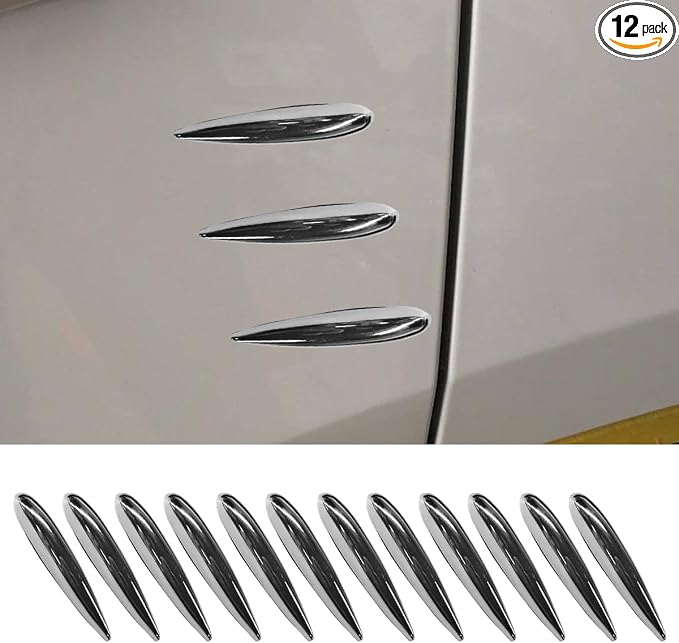 Craedli 12PCS Car Door Edge Guard Anti-Collision Strips, Bullet Head Anti-Scratch Car Door Bumper Protector Trim Strip, Universal Self Adhesive Auto Exterior Doors Edge Protector for Truck SUV(Silver)