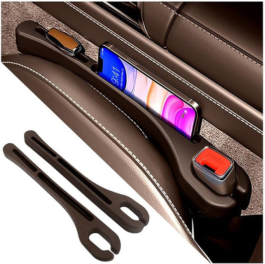 KIFIDAN 2PCS Car Seat Gap Filler Organizer,Upgrade Car Side Seat Gap Filler with Phone Holder,Multifunctional Car Seat Filler Gap Space Prevents Things Dropping for Cars,SUVs (Brown)