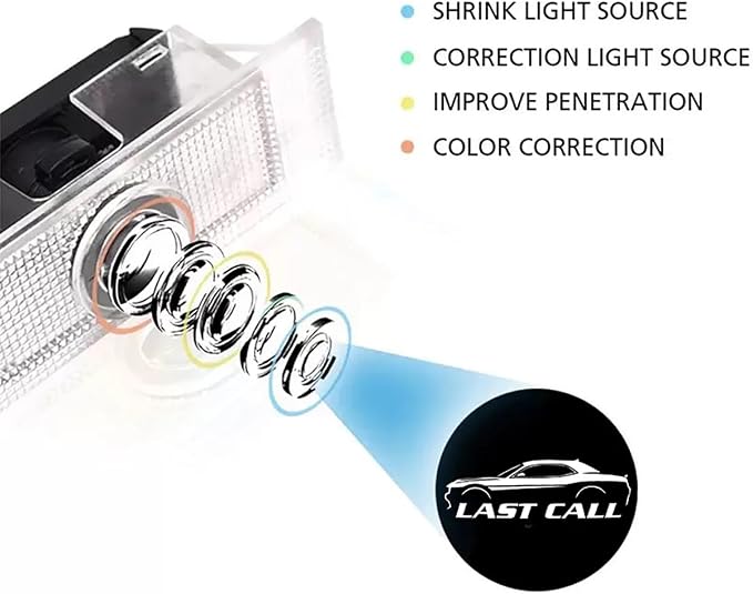 2PCS Never Fade Door Lights Logo for Dodge Challenger 2015-present, Courtesy LED Welcome Puddle Projection Light Lamps Accessories (LASR Call)