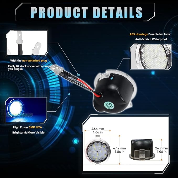 LED Side Mirror Puddle Lights for Fo-rd F150 Explorer Edge Expedition Flex Fusion Taurus X, 6000K Mirror LED Lamps F150 Accessories, 2 PCS (Blue)