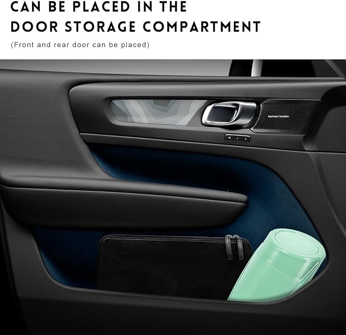 Wevdn Car Trash Can Bin with Lid, Mini Leakproof Vehicle Side Door Cup Holder Trash Can with Lid, Multipurpose Organizer Portable Garbage Bin for Cup Holder Car Home Office (Light Green)