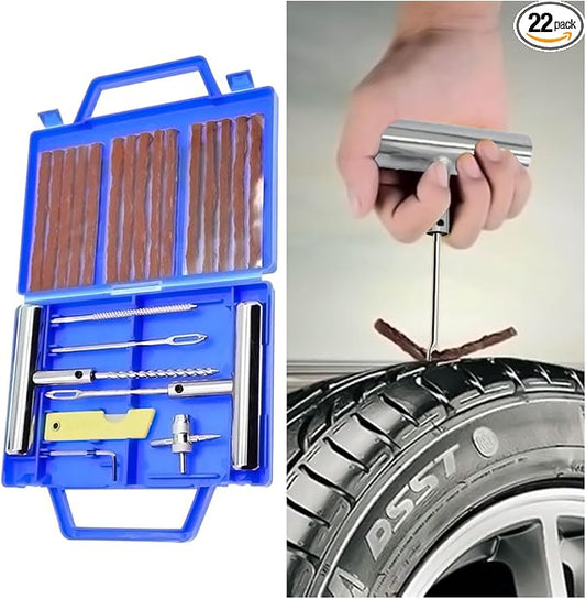 LAINLOY 22PCS Tire Repair Kit, Heavy Duty Tire Plug Kit, Tire Patch Repair Tools, Fix Punctures and Plug Flat Tire Repair Set for Car Motorcycle Truck RV SUV Trailer