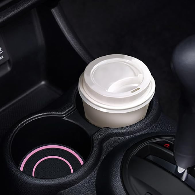 2 Pack Car Coasters for Cup Holder, 2.75 Inch Universal Auto Waterproof Coasters Silicon Insulation Cup Mats,No-Slip Anti Dust Insert Coaster for Woman Man, Suit for Vehicle Interior (2, Pink)