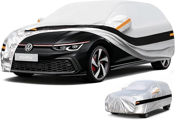 10 Layers Hatchback Car Cover Waterproof All Weather for Automobiles,100% Waterproof Outdoor Car Covers Rain Snow UV Protection. Custom Fit for VW Golf,Subaru Impreza,Honda Fit,Audi A3/S3,etc