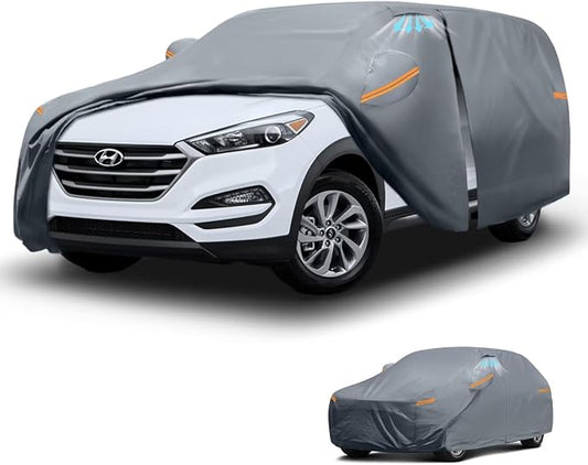 Waterproof Hyundai Tucson(ix35)(2004-2026) Car Cover with Breathable Vents, [Upgrade] Premium Covers with Cotton Liner and Zipper Door, Sun Rain Snow Dust Uv Protection.(Gift with Towel)