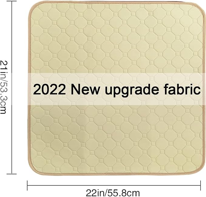 Non-Slip Absorbent Washable Incontinence Pad underpad Seat 4-Layer Design Chair Absorbent Pads Protection - for Seniors, Adult, Children, or Pet Underpad Protection - Set of 2 (Beige, 21" L x 22" W)