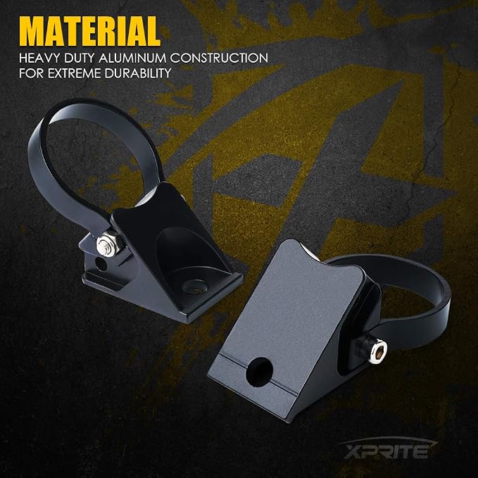 Xprite 2 Inch Roll Bar Mounting Brackets, Universal Adjustable LED Light Bar Brackets, Roll Cage & Bull Clip Holder for UTV ATV Can Am Maverick X3 Polaris RZR XP and More Models