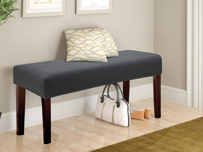 Fuloon Waterproof Dining Bench Cover, Removable Bench Slipcover Washable Bench Seat Protector Cover for Living Room, Bedroom, Kitchen (Dark Grey)