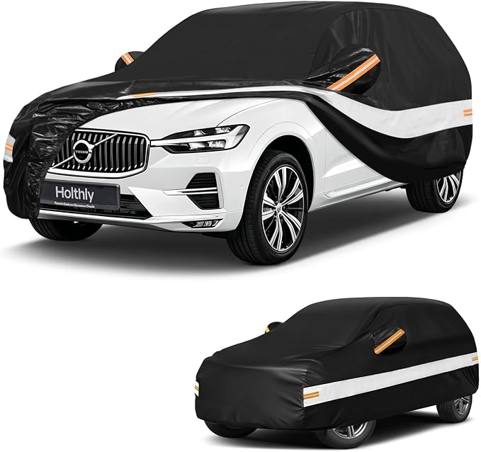 10 Layers SUV Car Cover Custom Fit for Volvo XC60 (2013-2026), Waterproof All Weather for Automobiles, Outdoor Full Cover Sun Dust Rain Protection with Cotton. Black
