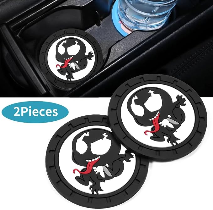 Venom Car Cup Holder Coasters for Marvel Fans, The Venom Car Coasters for Car Cup Holder Insert,Silicone Non-Slip Car Cup Mat,2.75''