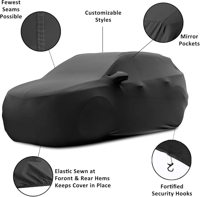 WinPower Indoor Car Cover SUV Stretch Dustproof Protection Full Car Cover for Underground Garage, Car Show, Black