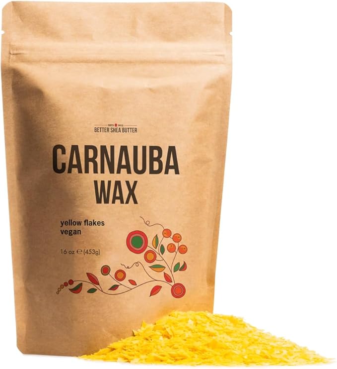 Pure Carnauba Wax for Wood, Furniture, Car Polish and Leather Finishing | Use in Homemade Balms and Skin Care | Food Grade, Vegan Hard Wax | 1 LB (16 oz) by Better Shea Butter