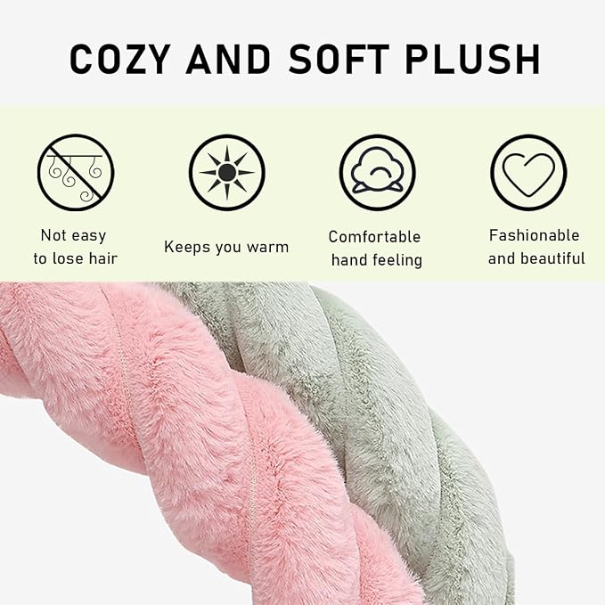KVAEY Fluffy Car Steering Wheel Cover, 15 Inches Anti-Slip Round Fuzzy Winter Steering Wheel Protector, Soft Warm Plush Steering Wheel Cover for Women Girls, Car Accessories (Black, Round)