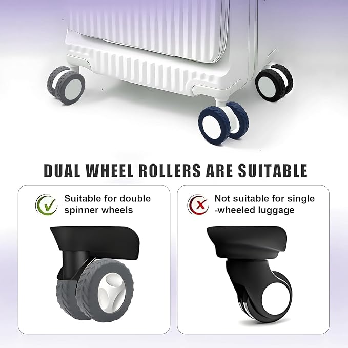 8Pcs Luggage Wheel Covers,Fits 2-2.4'' Suitcase Wheel, Black | Carry On Luggage Wheels Protector,Upgraded Luggage Travel Accessories,Helps reduce daily rolling noise and surface wear.