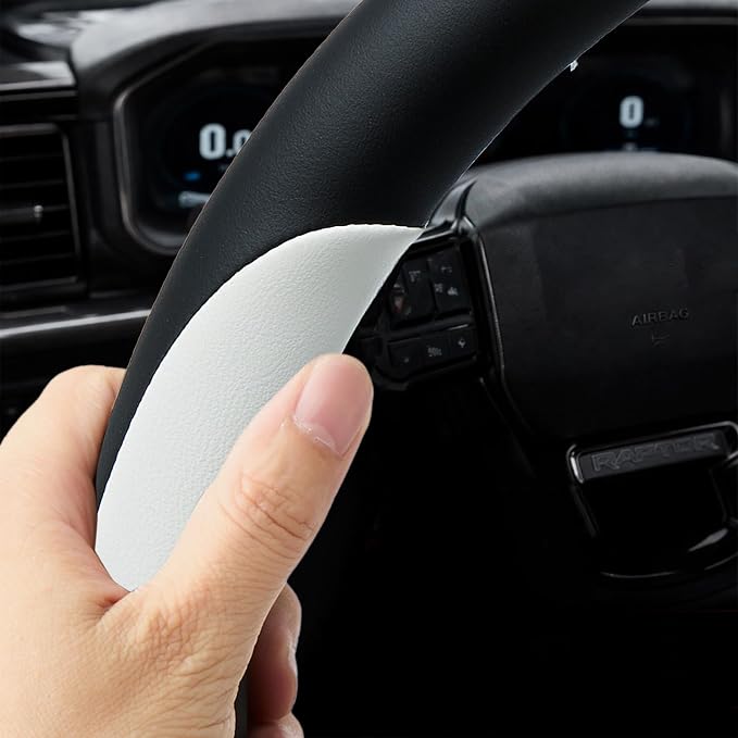 Yangday Leather Steering Wheel Cover for GMC Sierra 1500 2500 3500, 14.5-15 inches Car Steering Wheel Cover with Anti-Slip Massage Particle (White)