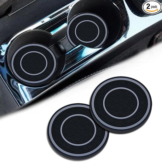 2 Pack Car Coasters for Cup Holder, 2.75 Inch Universal Auto Waterproof Coasters Silicon Insulation Cup Mats,No-Slip Anti Dust Insert Coaster for Woman Man, Suit for Vehicle Interior (2, Gray)