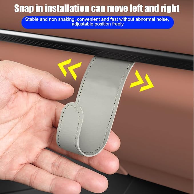 Bittwee 4PCS Car Glove Box Hooks Passenger Storage Hangers Beige | Microfiber leather, snap-in install, hangs bags umbrellas, fits most cars SUVs and trucks, car interior accessories