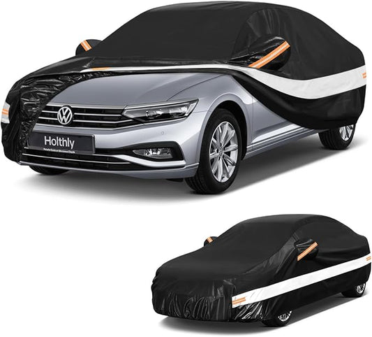 10 Layers Sedan Car Cover Custom Fit for Volkswagen Passat (1994-2026), Waterproof All Weather for Automobiles, Outdoor Full Cover Sun Dust Rain Protection with Cotton. Black