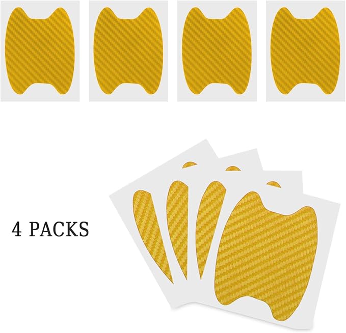 4PCS Car Door Handle Protector Sticker, Universal Carbon Fiber Anti-Scratches Auto Door Handle Protective Film for Most Car Handles（Gold/4PCS）