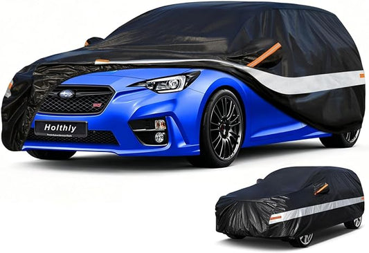 10 Layers Hatchback Car Cover Waterproof All Weather for Automobiles,100% Waterproof Outdoor Car Covers Rain Snow UV Protection. Custom Fit Subaru Impreza,Honda Fit,VW Golf,Hyundai Ioniq,etc