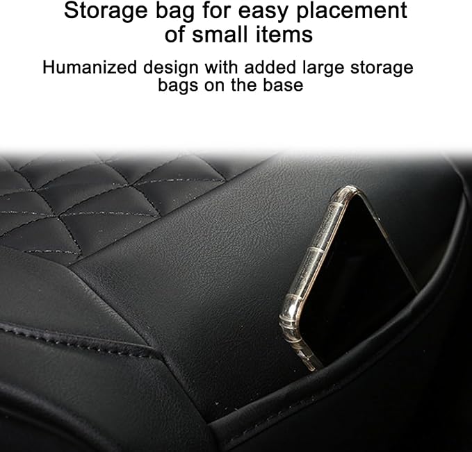 2PCS Leather Car Seat Cover, Vehicle Front Bottom Seat Protector Pad, Full Surrounded Waterproof Auto Seat Protective Cushion with Storage Pocket, Universal for SUV, Truck, Sedan（Black）