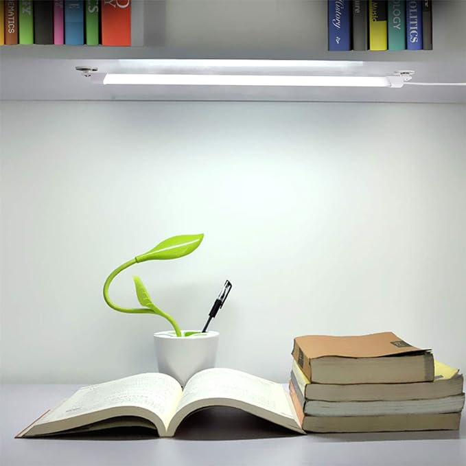 STBTECH 110V LED Under Cabinet Lighting,17inch LED Strip Light Bar with 6ft Power Cord,Magnetic Installation,Super Slim Counter Light,Reading Desk Lamp for Kitchen/Work Table.(White 6000K)