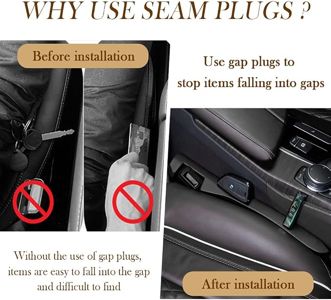 2PCS Car Seat Gap Filler - Elastic Car Seat Gap Filler Organizer Universal for Car Truck Suv Between Seat and Console - Prevent Items from Droping - Add Style to Your Car Accessories (Black/2pcs)