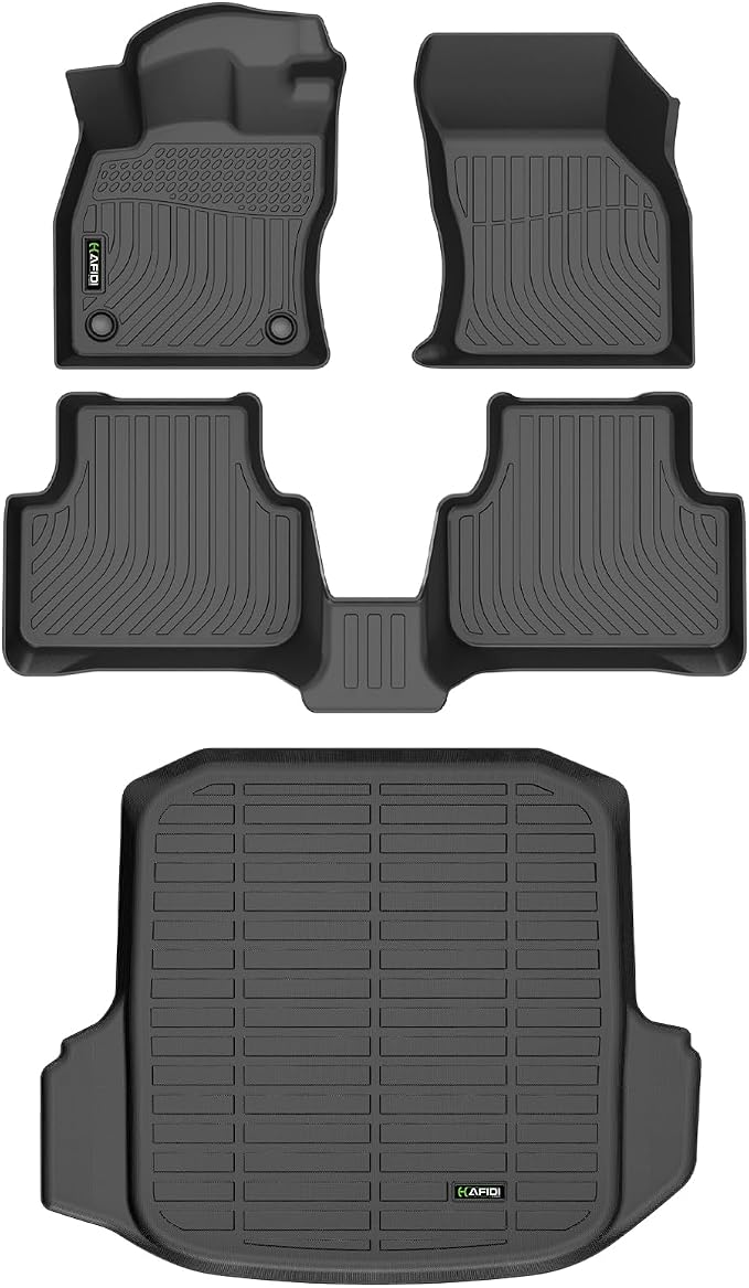 HAFIDI® Floor Mats & Cargo Liner Set Fit for 2019-2026 Volkswagen Jetta All Weather Protection TPE Anti-Slip Automotive Full Set Floor Liners VW Jetta Custom Accessories - Black