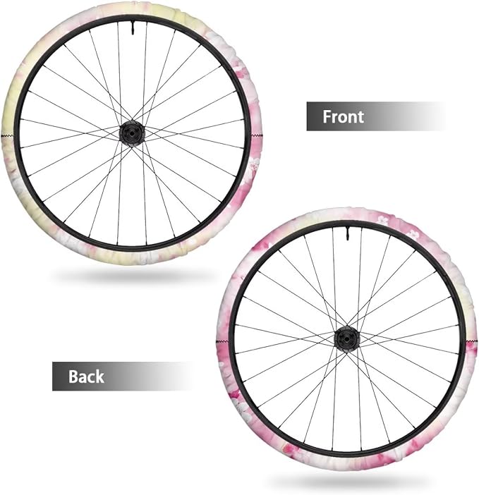Pink Tie-Dye Butterfly Wheelchair Wheel Covers Non-Slip Wheelchair Accessories Tyre Covers to Protect Floors Carpets Fits 24" Wheels Set of 2 Pairs