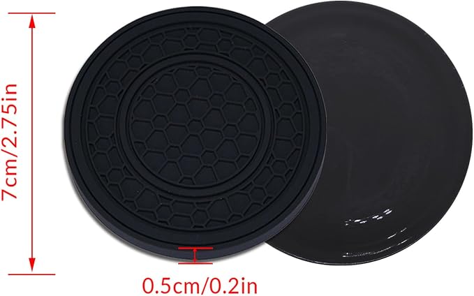 4 Pack Car Coasters for Cup Holder, 2.75 Inch Universal Auto Waterproof Coasters Silicon Insulation Cup Mats,No-Slip Anti Dust Insert Coaster for Woman Man, Suit for Vehicle Interior (Black/Black)
