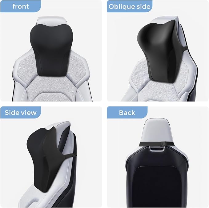 BABUR Car Neck Pillow, Car Headrest Pillow for Neck Suppor Driving Seat | Soft Memory Foam, Ergonomic Design Fits Most Car & Office Chairs, Head Rest Pillow for Long Drives, Machine Removable Cover