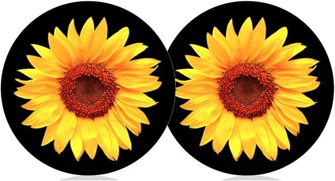 Sunflower Car Cup Holder Coaster 2PCS 2.75" Universal Silicone Auto Cup Holder Insert Coasters Car Interior Accessories Coasters by FLYEEGO