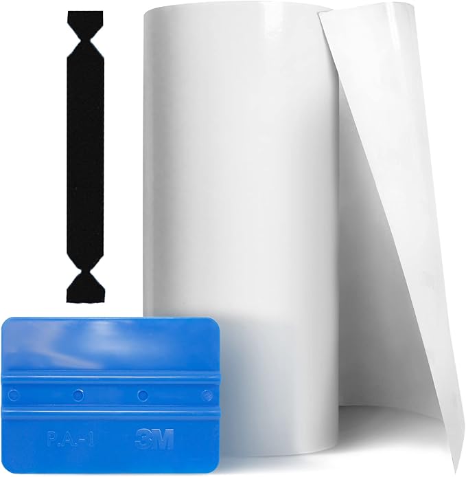 VViViD Clear Gloss Paint Protection Bulk Vinyl Wrap Film 12" x 60" Including 3M Squeegee and Black Felt Applicator