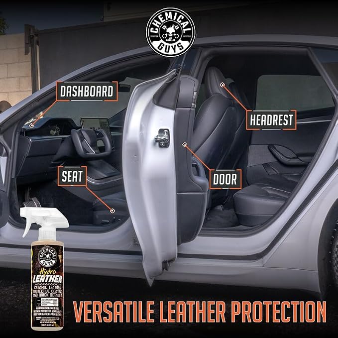 Chemical Guys, HydroLeather Ceramic Leather Coating for Interiors, 16 oz | Ceramic coating shields leather seats, furniture and boots, adding a protective layer that helps repel spills