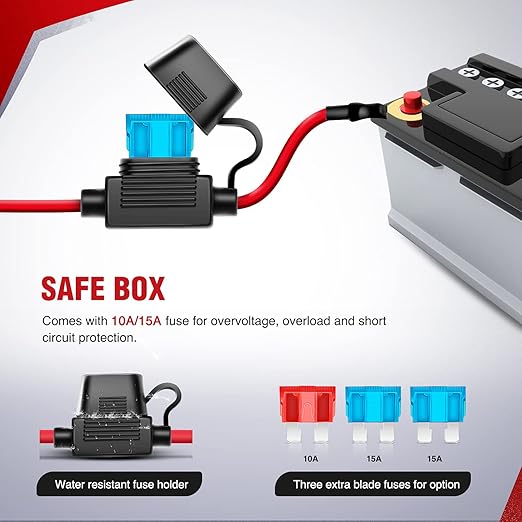 Nilight Led Light Bar Wiring Harness Kit 16AWG 12V On Off Waterproof Switch Power Relay Blade Fuse-4 Leads