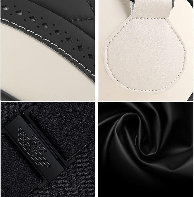 LUNDA Luxury Car Neck Pillow Car Travel Neck Rest Pillows Seat Cushion Support Napa Leather for Mercedes Benz S-Class headrest （Beige）