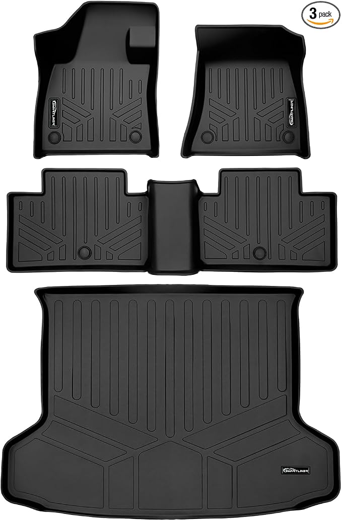 SMARTLINER 2 Row & Cargo Floor Liners for 2019-2020 Infiniti QX50 | Custom Fit · All-Weather TPE · Behind 2nd Row · Anti-Slip