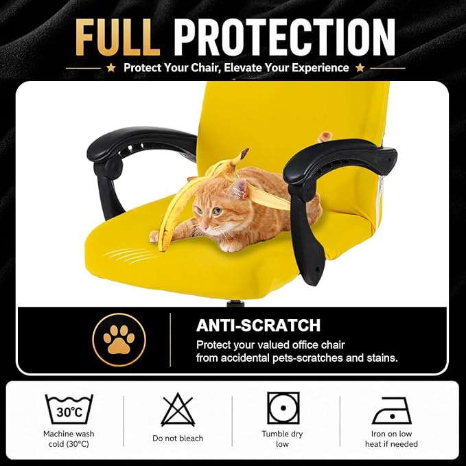 Elastic Computer Chair Cover with Durable Zipper - Protective Removable Washable Universal Office Desk Chair Seat Slip Cover - Stretchy Soft Anti-dust Desk Chair Seat Protector for Dogs, Cats, Pets