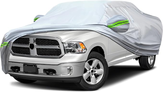 Truck Pickup Car Cover, 6-layer All-weather Waterproof, Heavy Outdoor Car Cover, Universal in All Seasons, Snow Protection, Acid Rainproof, Sunscreen, UV Protection, length Up to 237 "- Silvery