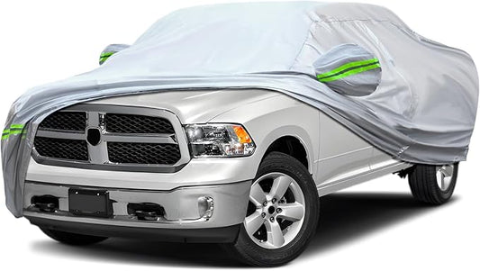 Truck Pickup Car Cover, 6-layer All-weather Waterproof, Heavy Outdoor Car Cover, Universal in All Seasons, Snow Protection, Acid Rainproof, Sunscreen, UV Protection, length Up to 237 "- Silvery