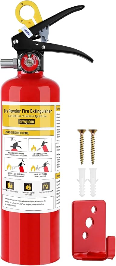 ABC Fire Extinguisher for Home 1-A:10-B:C Rated Dry Chemical Extinguisher | Extintor Para Carro Fire Safety Equipment with Quick-Release Handle for Kitchen, Business, Vehicle