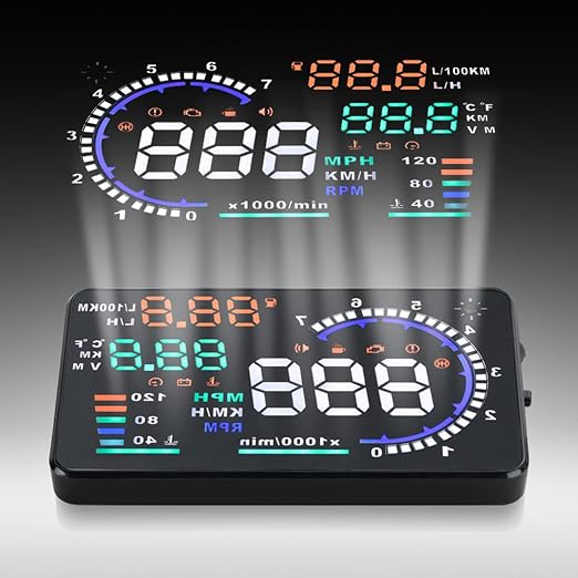 5.5inch Car HUD Car, Auto Screen Speed Display, OBD 2 EU OBD Compatible, with Driving Mileage Measurement for Cars