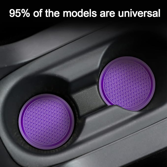 4 Pack Car Cup Holder Coaster, 2.75 Inch Diameter Non-Slip Universal Insert Coaster, Durable, Suitable for Most Car Interior, Car Accessory for Women and Men (Purple)